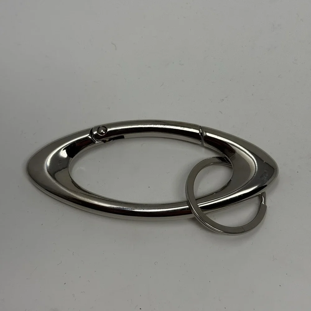 Y2K Oval Carabiner Clip Silver Metal Keychain Key Ring Hiking Gorpcore